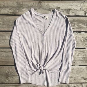 ‘Roxy’ Waffle Knit Knotted Top